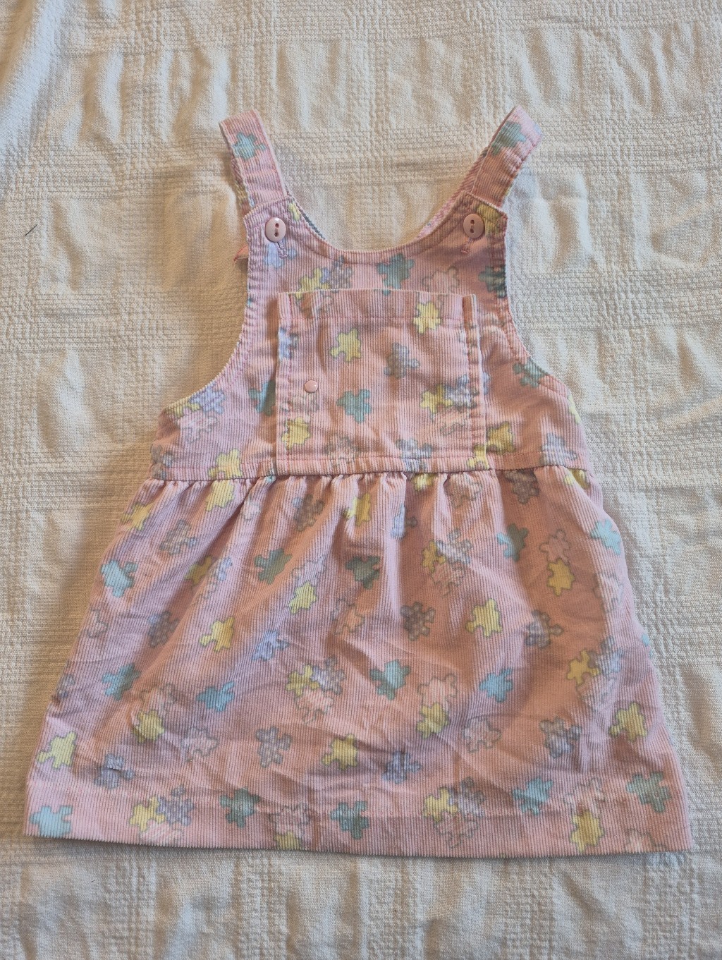 Vintage Health-Tex Girls 3t Pink Corduroy Abstract Puzzle Piece Design Vguc